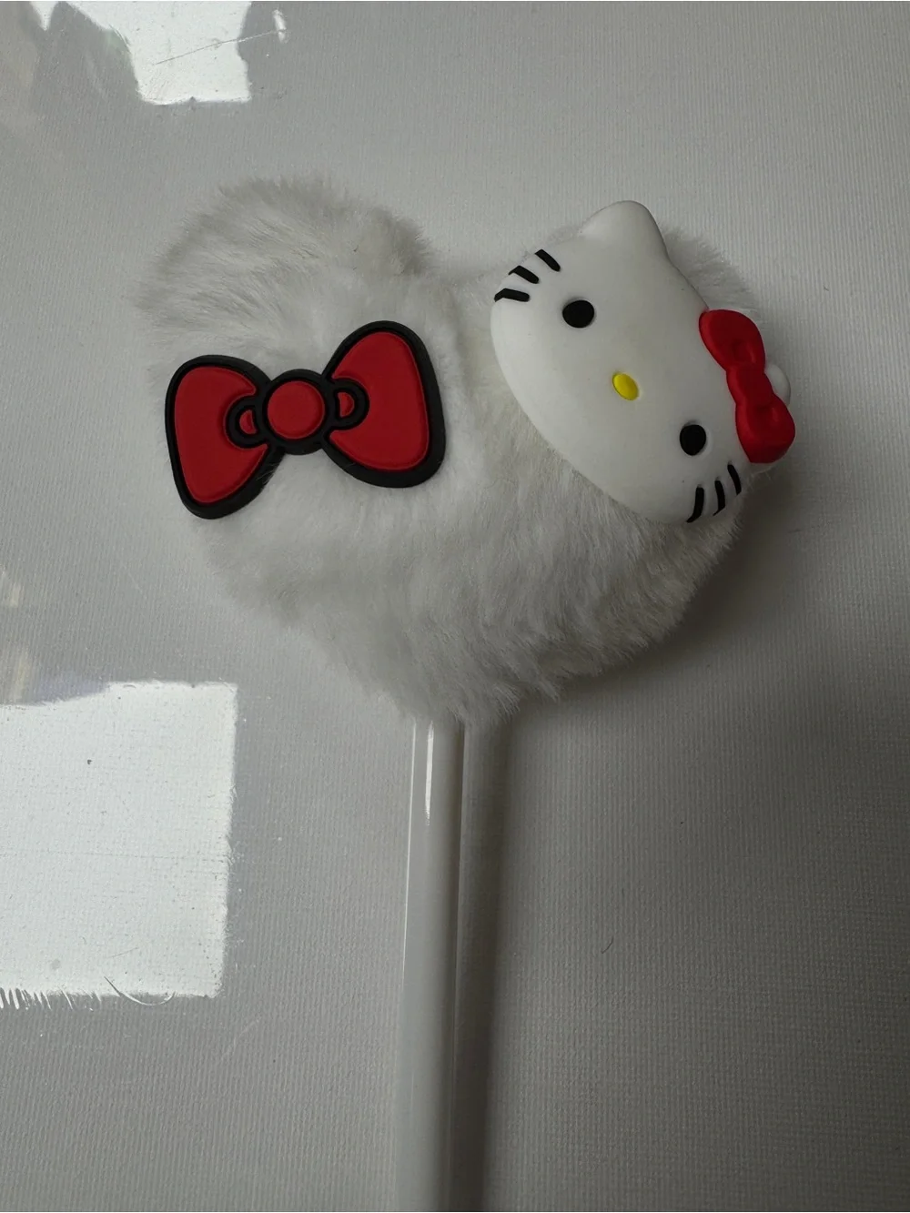 Set of 2 Hello Kitty Fuzzy Cartoon Pens (White Plush) - Brand New